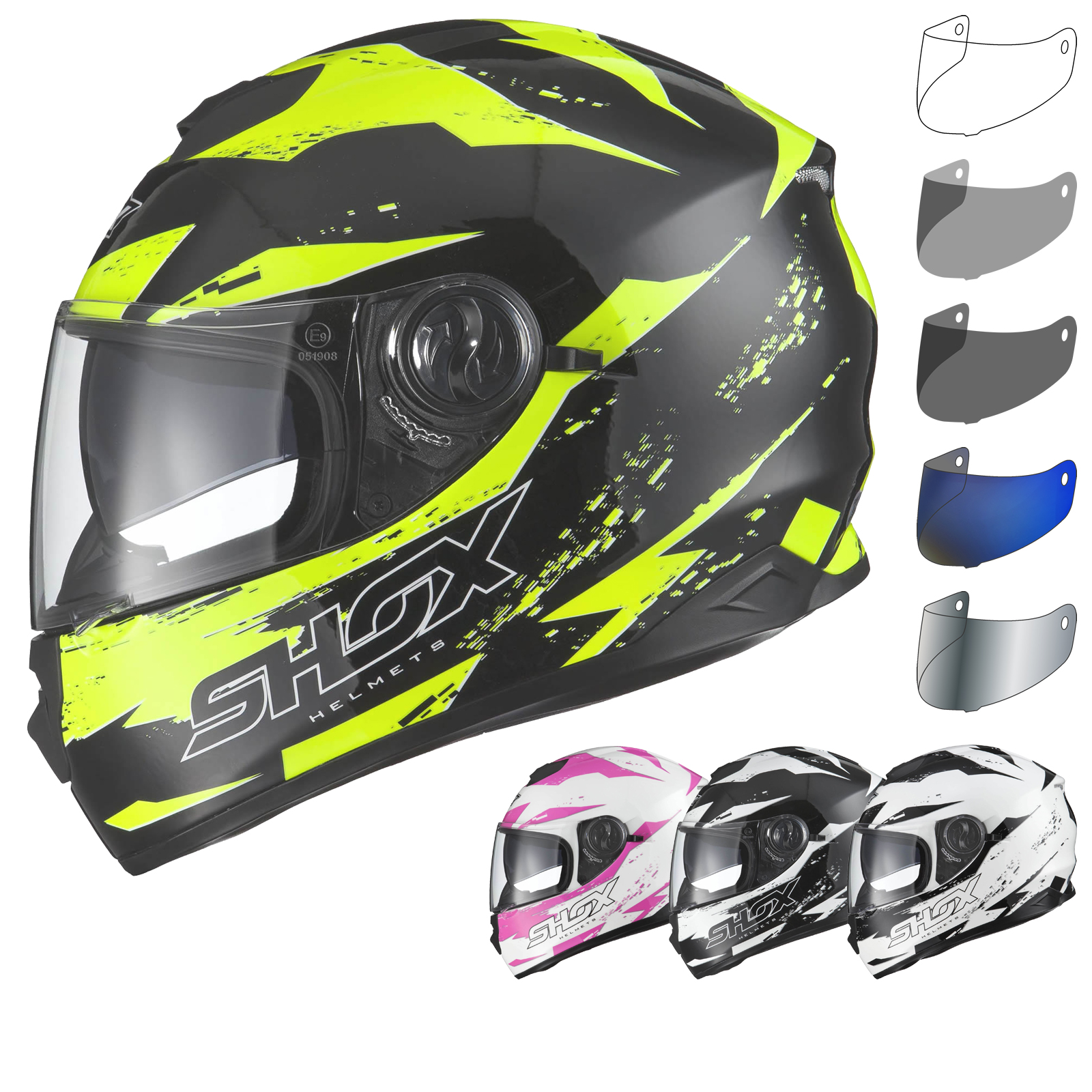 Shox Assault Trigger Motorcycle Helmet & Visor Full Face Helmets