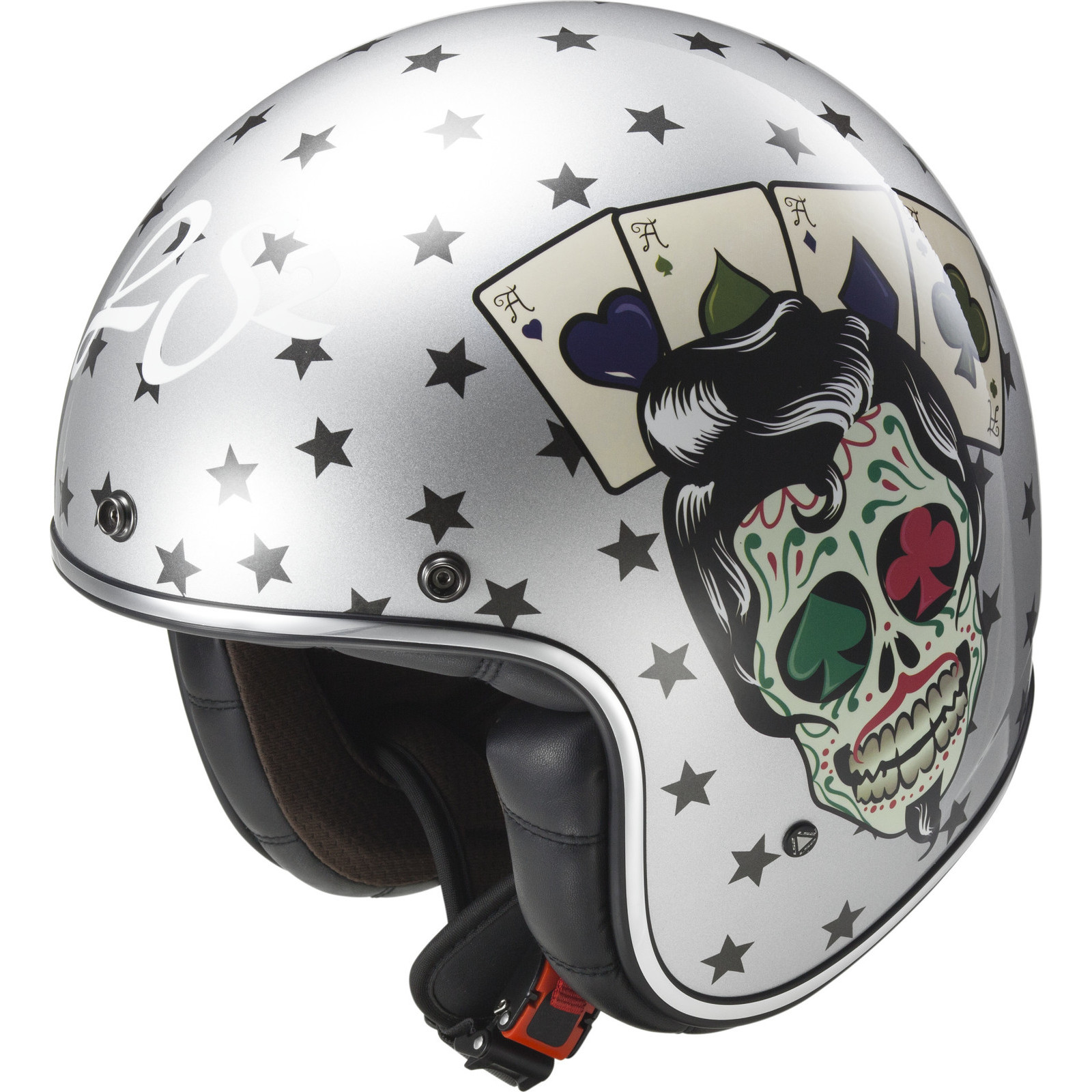 LS2 OF583 Bobber Jet Motorcycle Helmet Solid Union Jack Easy Rider Kurt ...