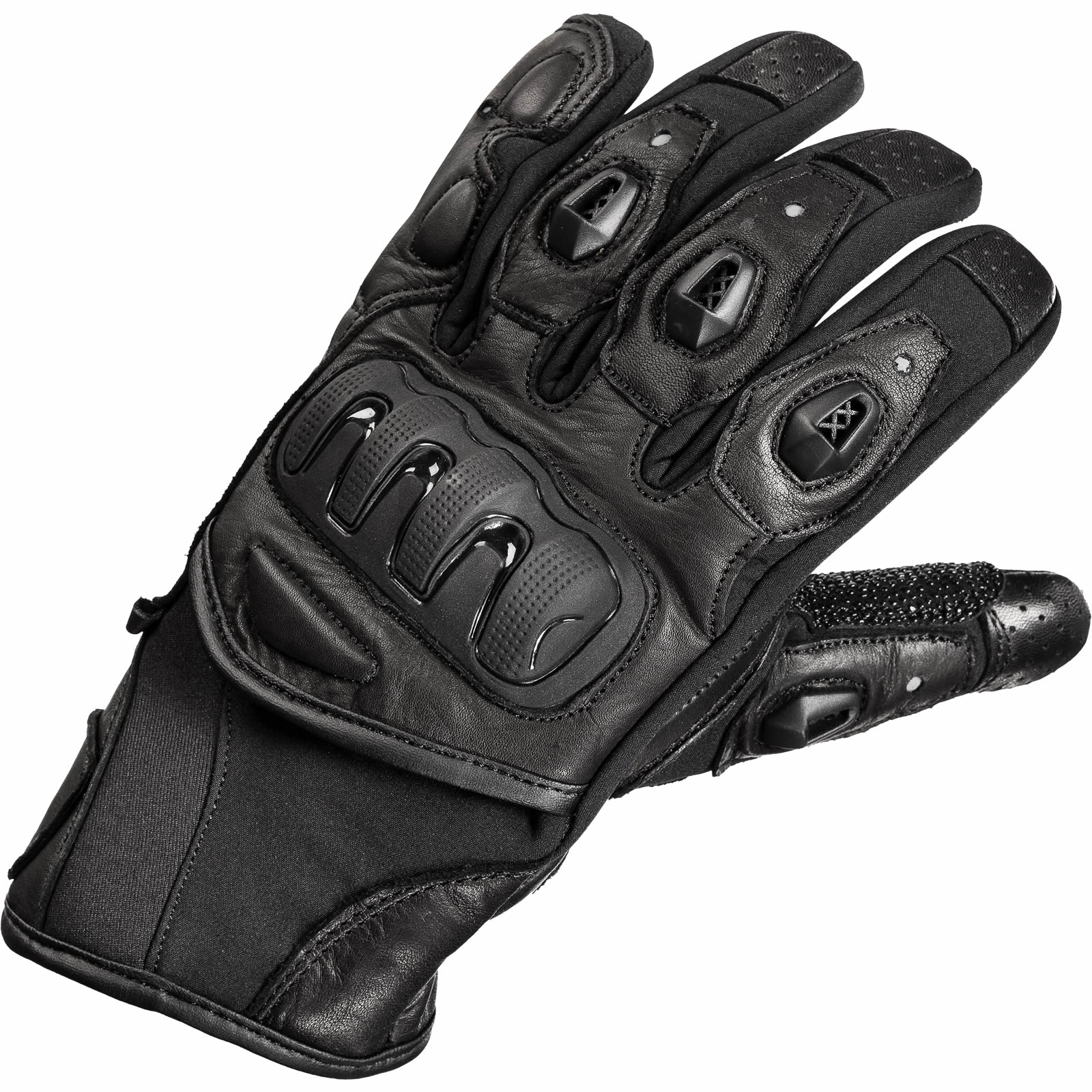 Black Spike WP Wasserdichte Motorradhandschuhe aus Leder Kurz Motorradkleidung
