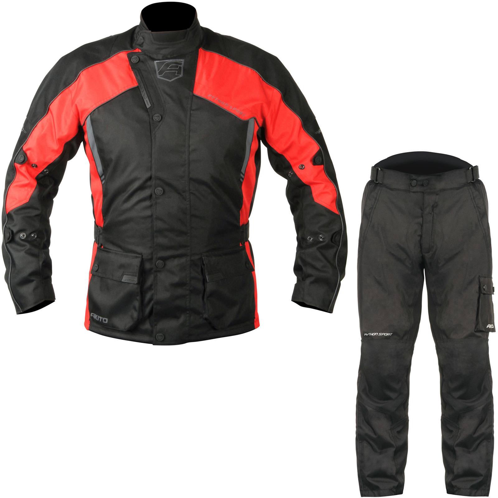 Akito Python Sport Motorcycle Jacket & FREE Trousers Black Red Black