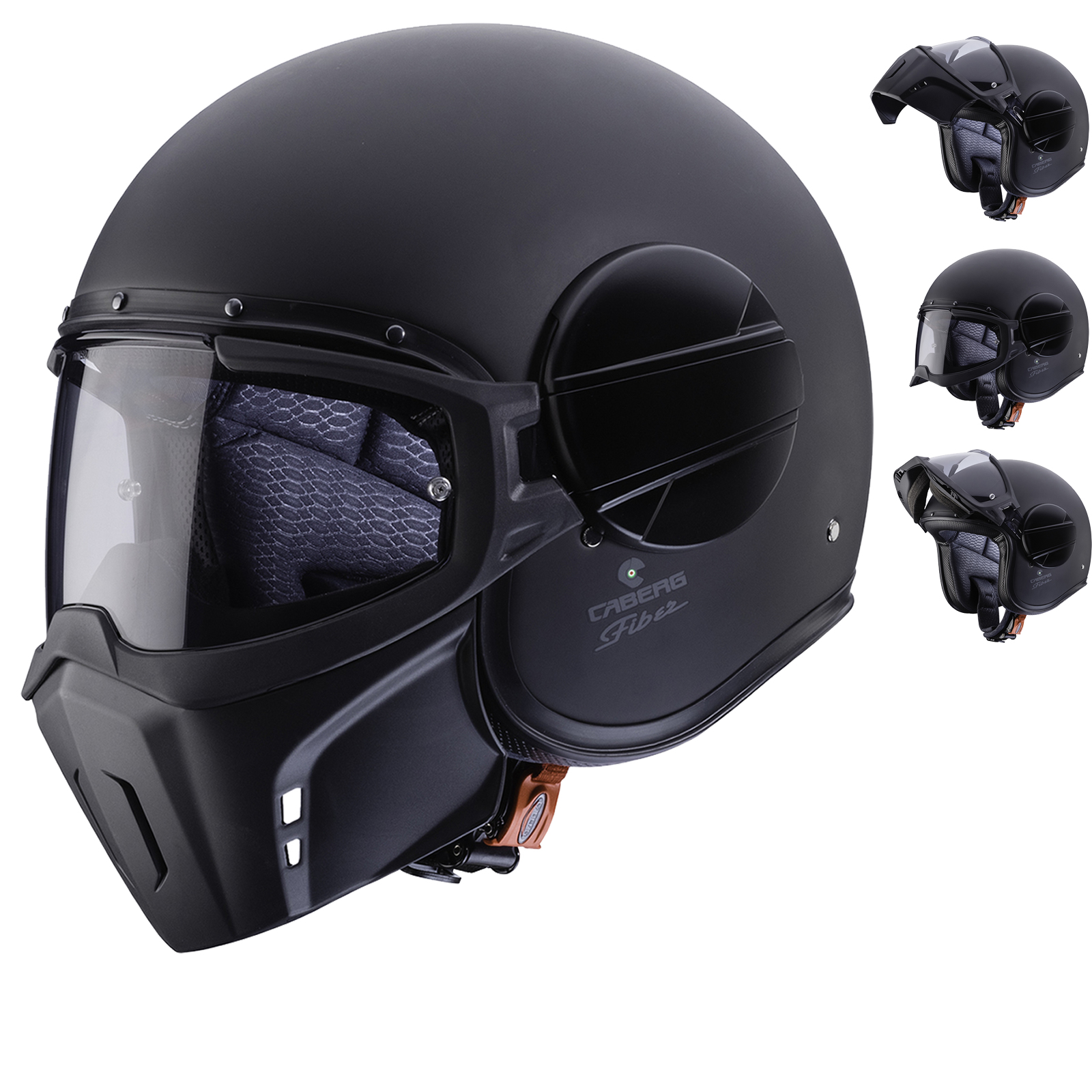 Caberg Ghost Matt Black Open Face Motorcycle Helmet - Open ...