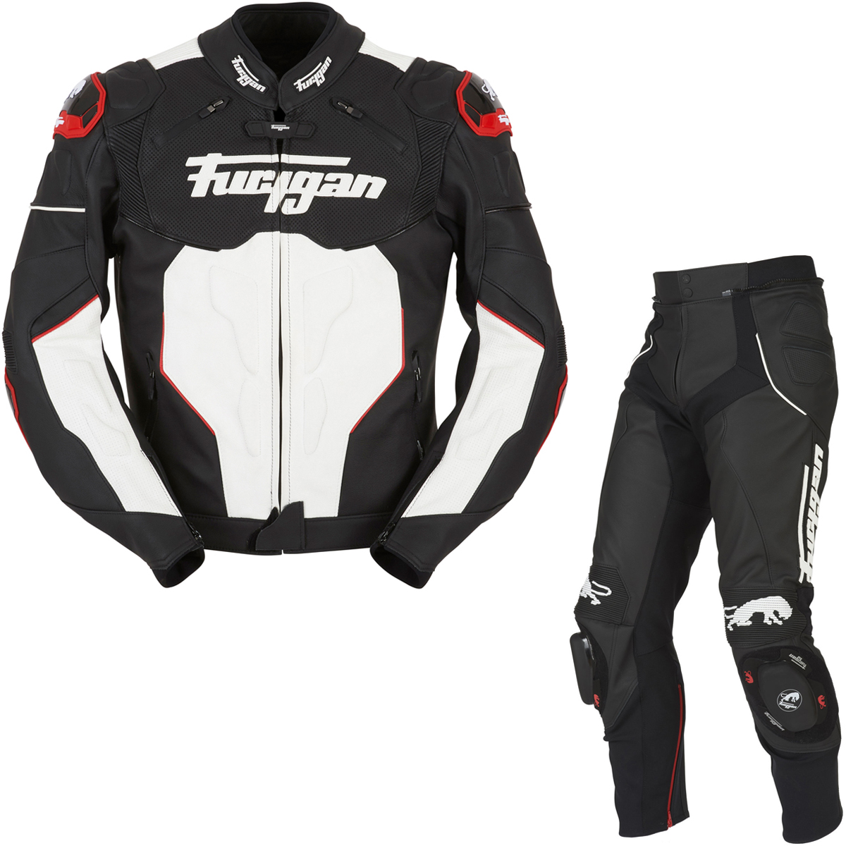Furygan Raptor Leather Motorcycle Jacket Trousers Black White Red Sentinel Furygan Raptor Leather Motorcycle Jacket Trousers Black White Red Kit