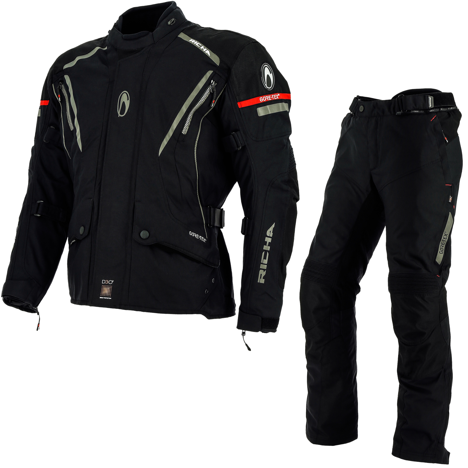 Richa Cyclone GTX Motorcycle Jacket & Trousers Black Kit MotorBike