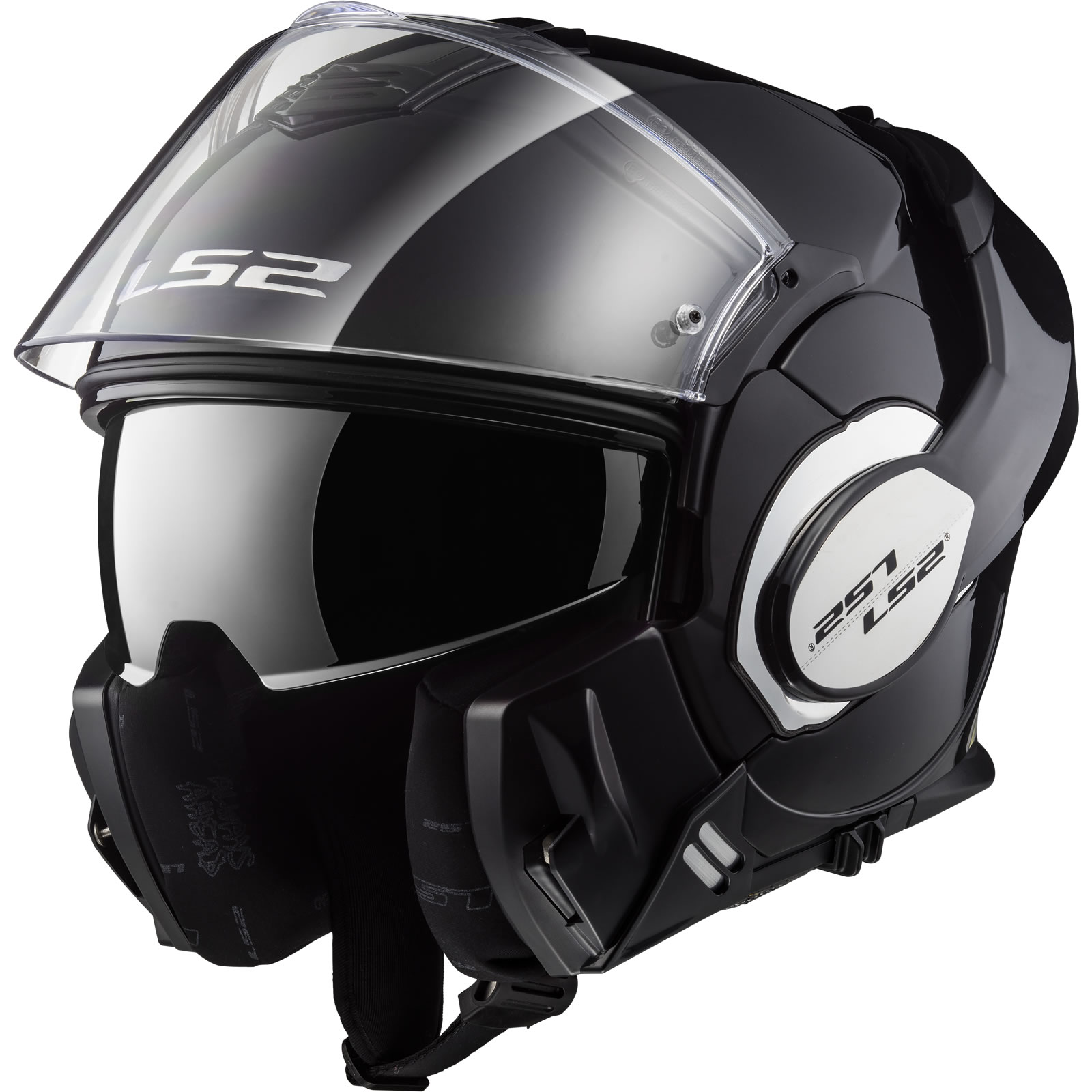 LS2 FF399 Valiant Single Mono Solid Black Flip Front Motorbike Helmet