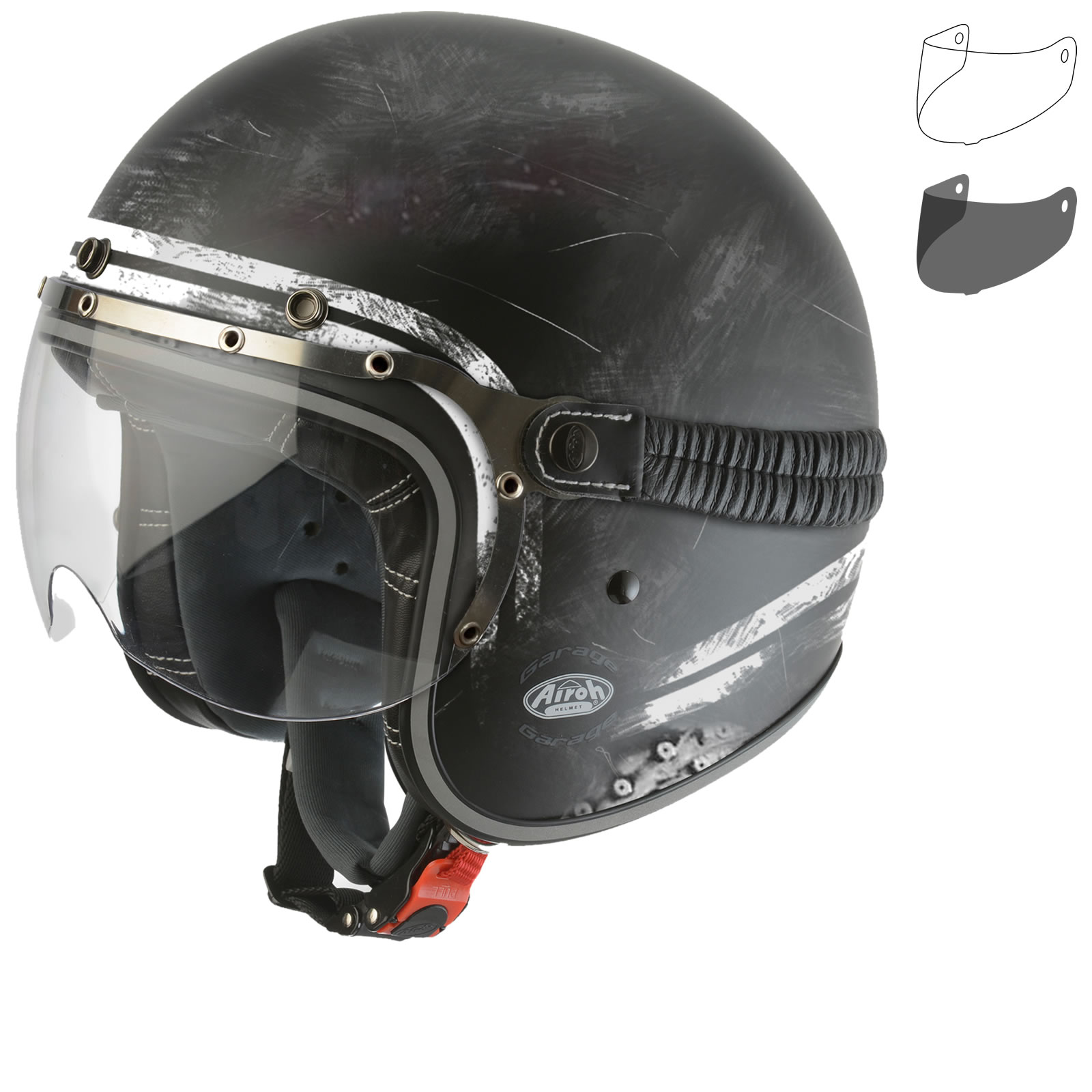 Airoh Garage Raw Open Face Motorcycle Helmet & Visor Open Face