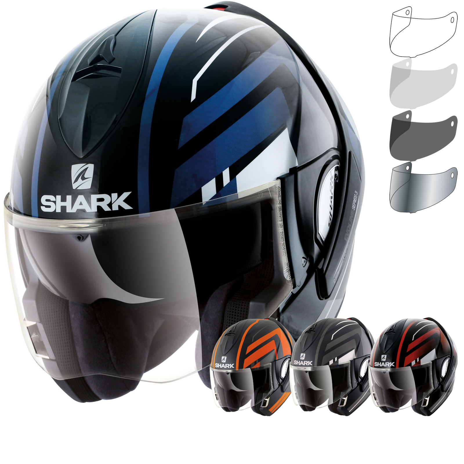 Shark Evoline S3 Corvus Flip Front Motorcycle Helmet & Visor Flip