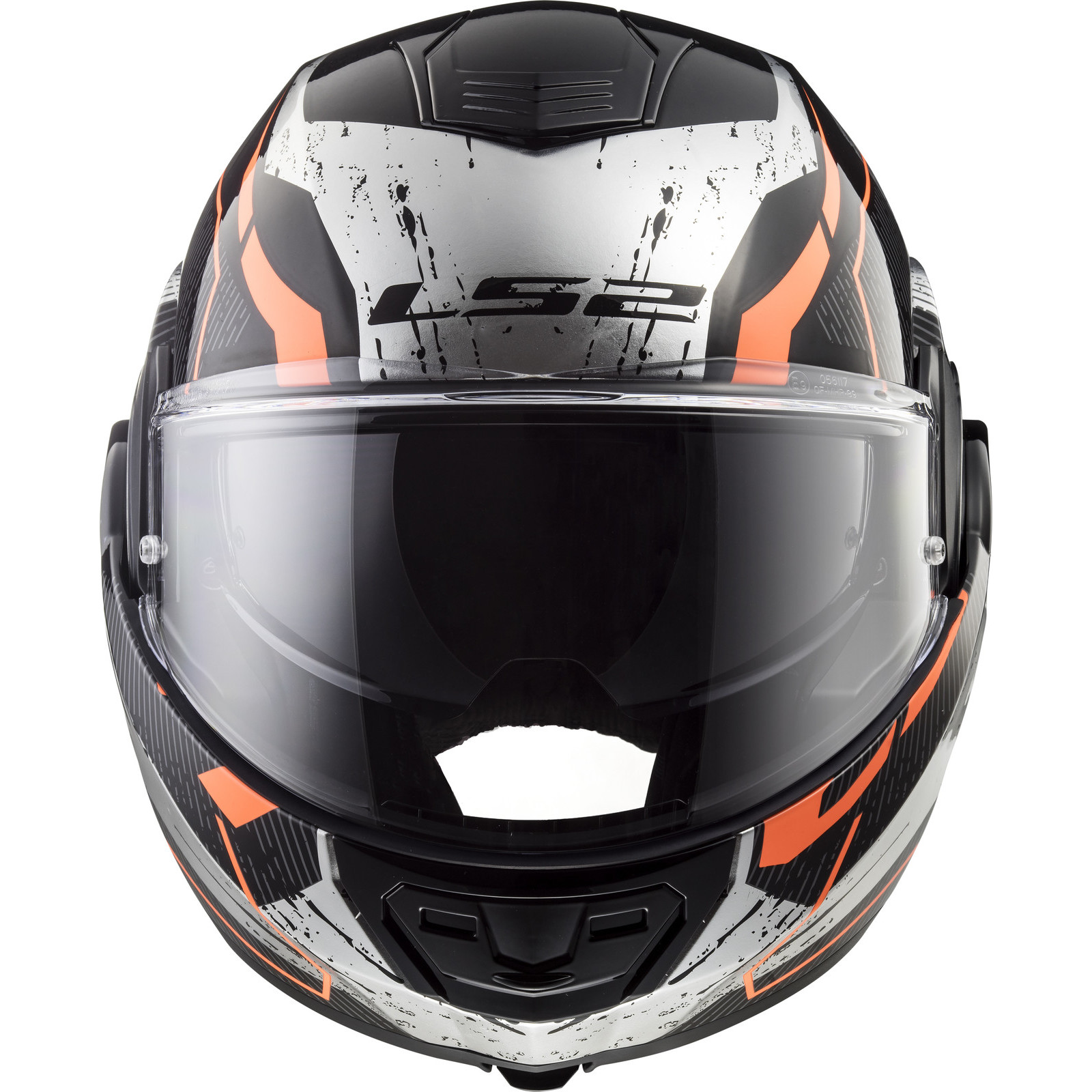 Ls2 Ff399 Valiant Roboto Black Orange Chrome Motorbike Helmet Crash