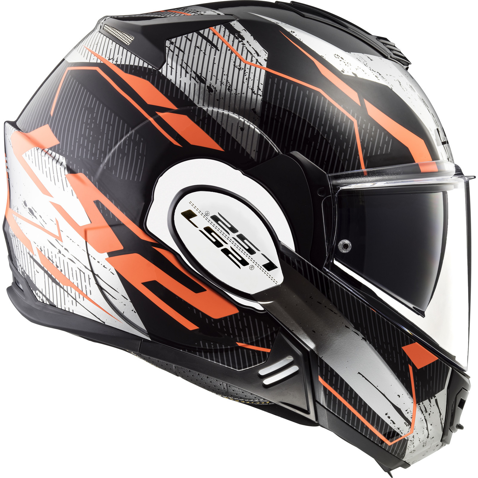 Ls2 Ff399 Valiant Roboto Black Orange Chrome Motorbike Helmet Crash