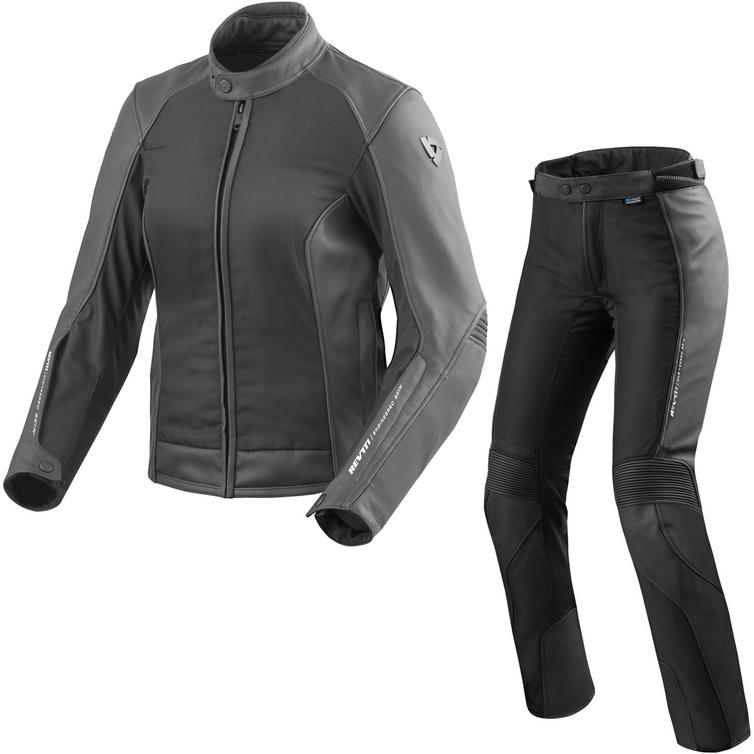 Rev It Ignition 3 Ladies Leather Motorcycle Jacket & Trousers Black Kit