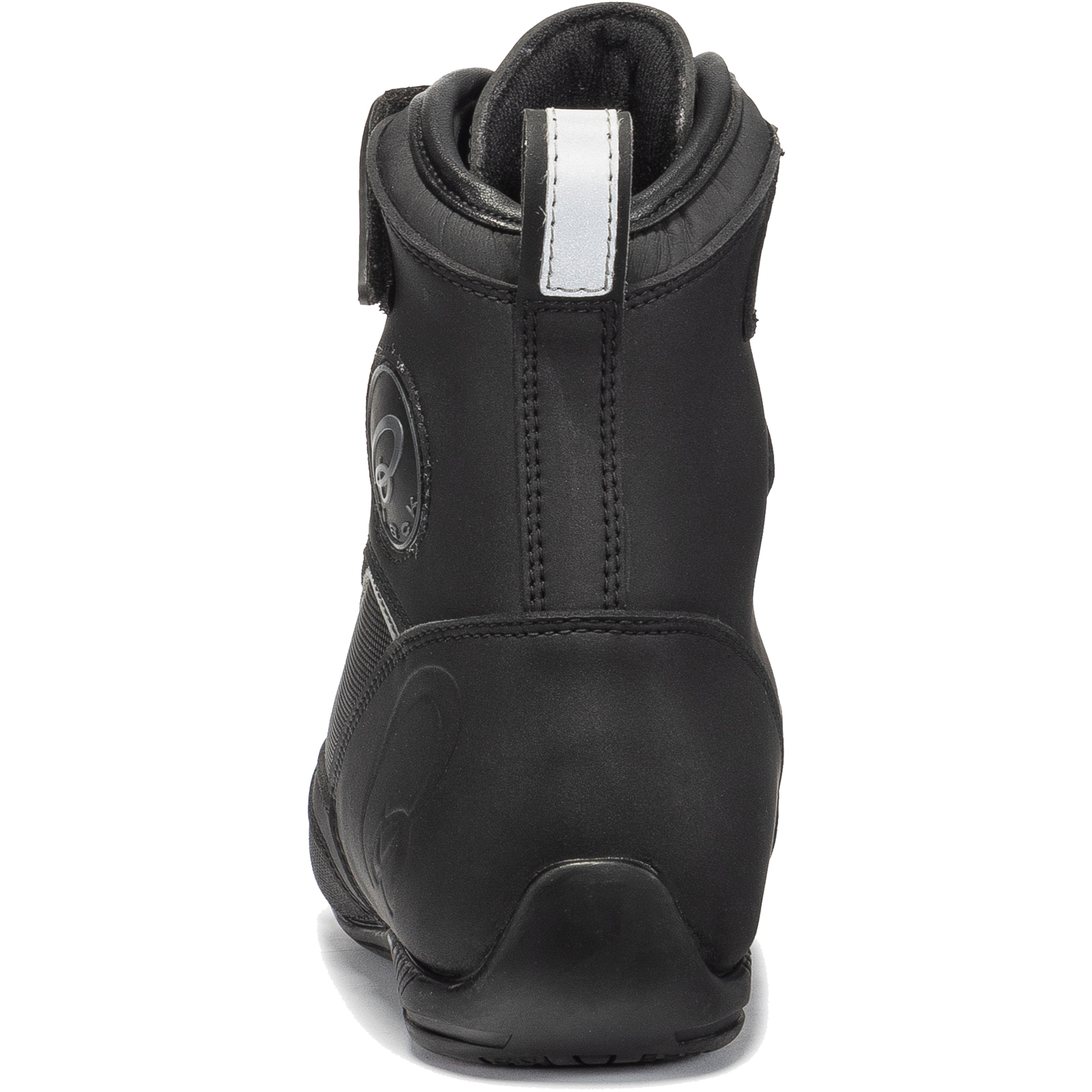 black leather biker ankle boots