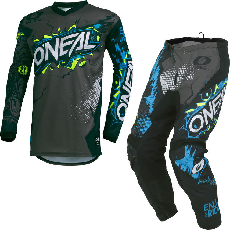 Oneal Element 2019 Villain Motocross Jersey & Pants Grey Kit