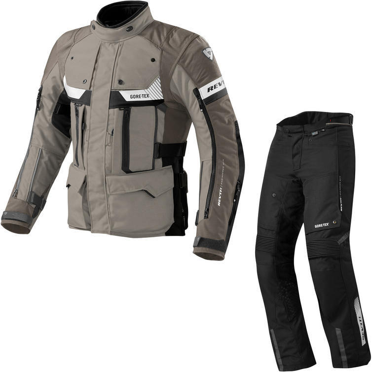 Rev It Defender Pro GTX Motorcycle Jacket & Trousers Sand Black Black Kit