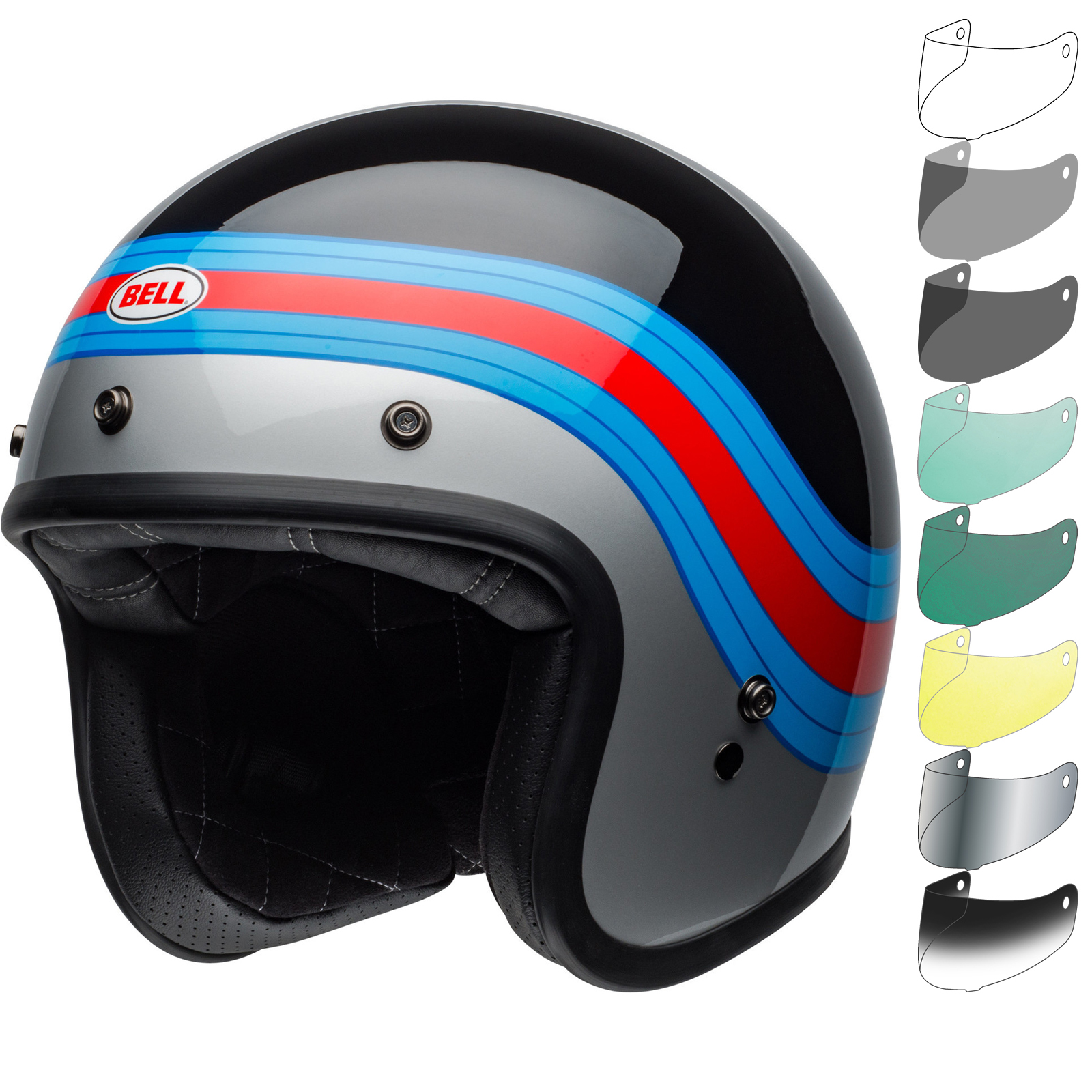 Bell Custom 500 Pulse Deluxe Open Face Motorcycle Helmet & Visor - Open