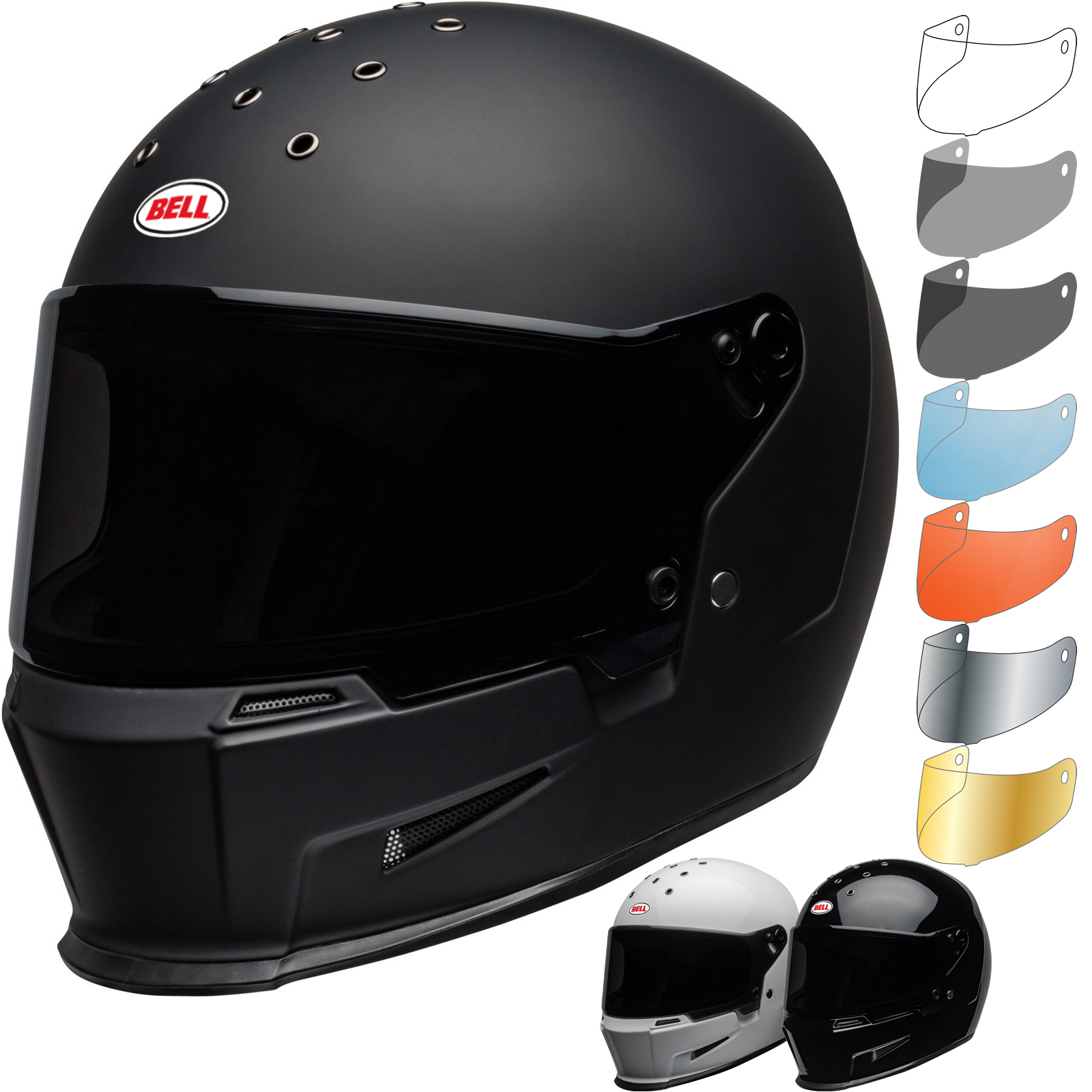 Bell Eliminator Solid Motorcycle Helmet & Visor Full Face Helmets