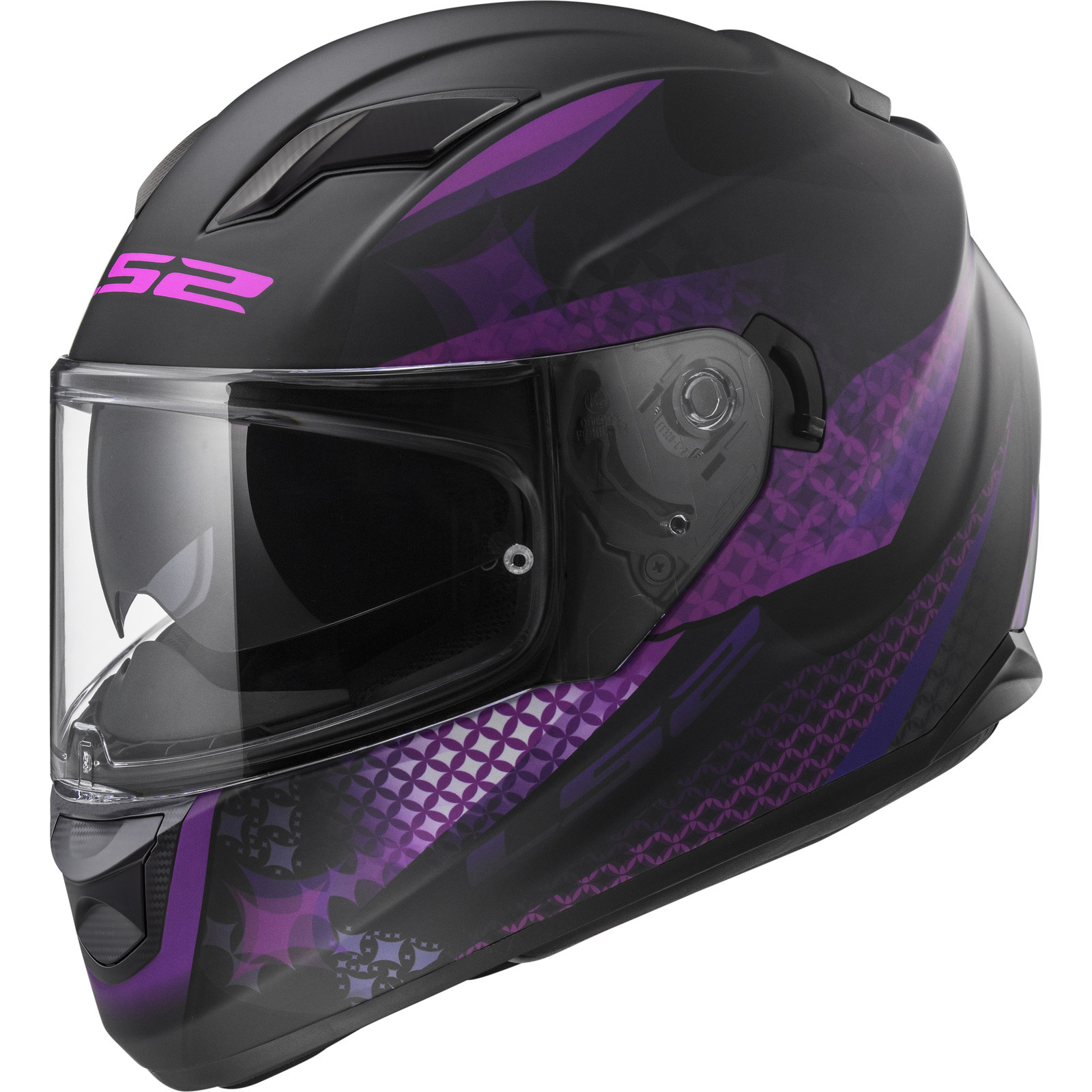 LS2 FF320 Stream Evo Lux Motorcycle Helmet XL Matt Black Pink Ladies
