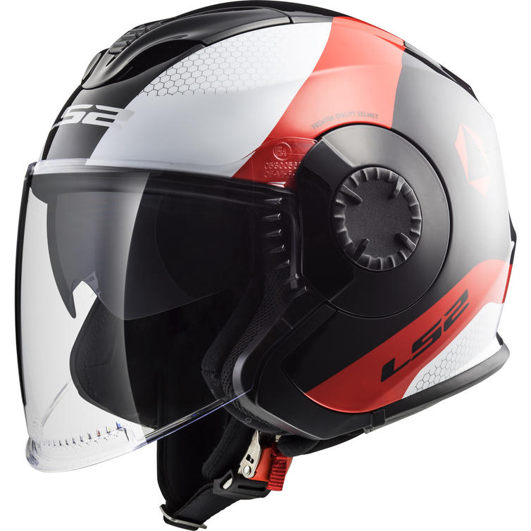 LS2 OF570 Verso Technik Open Face Motorcycle Helmet M White Black Red ...