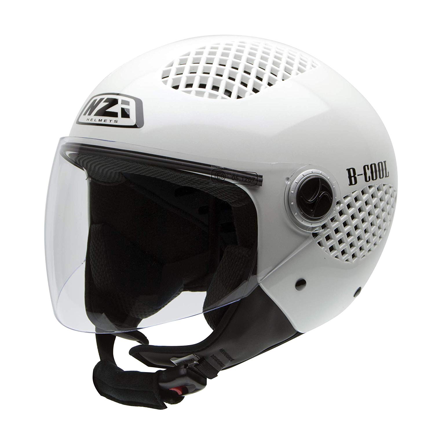 NZI BCool Solid Open Face Motorcycle Helmet XS (54cm) White Secret