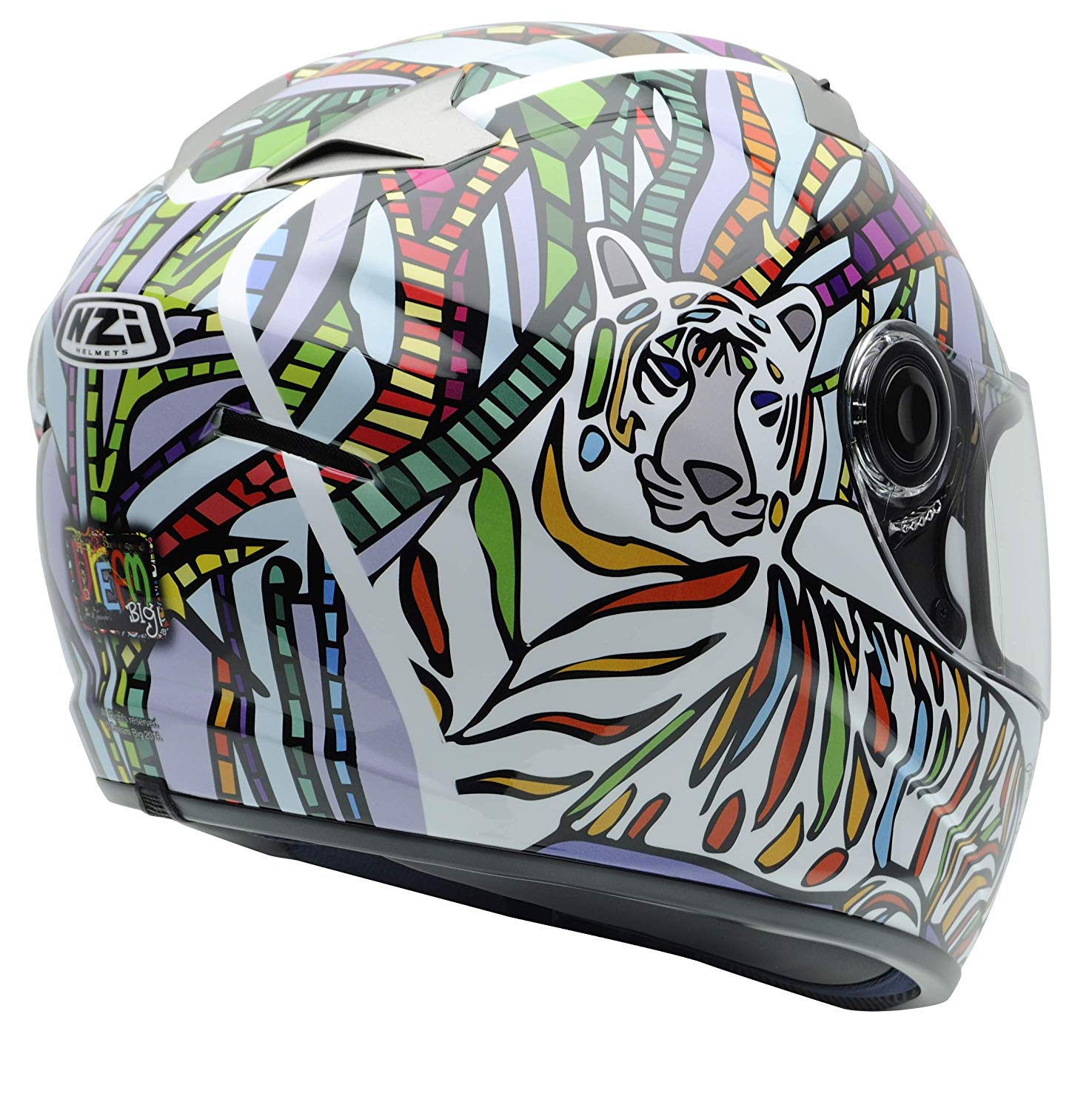 NZI Vital Big Jungle Motorcycle Helmet M (57cm) White Red Yellow Full