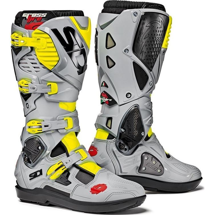 Sidi Crossfire 3 SRS Motorcross Boots 44 Black Ash Yellow Fluo