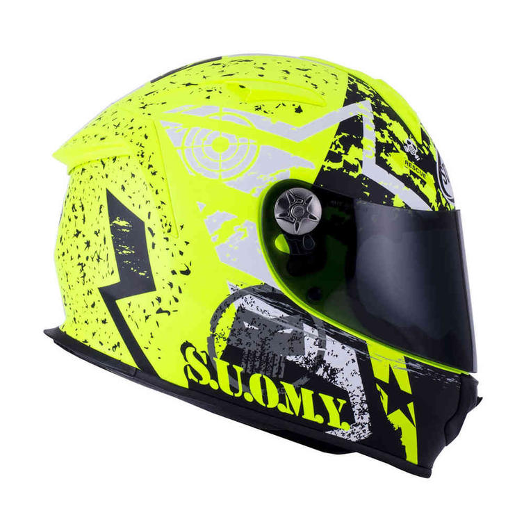 Suomy SR Sport Full Face Motorcycle Helmet XS Stars Yellow Fluo