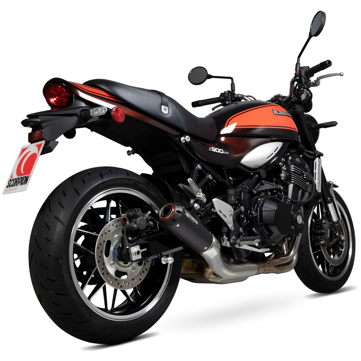 Scorpion Red Power Black Ceramic Exhaust Kawasaki Z900RS 2017 2019 Motorcycle