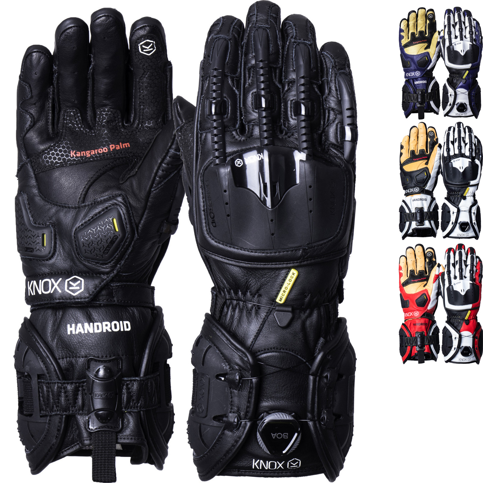 PB Dell Leather Motorcycle Gloves With Knox SPS Armour – Black, Short Cuff, Racing Sport
