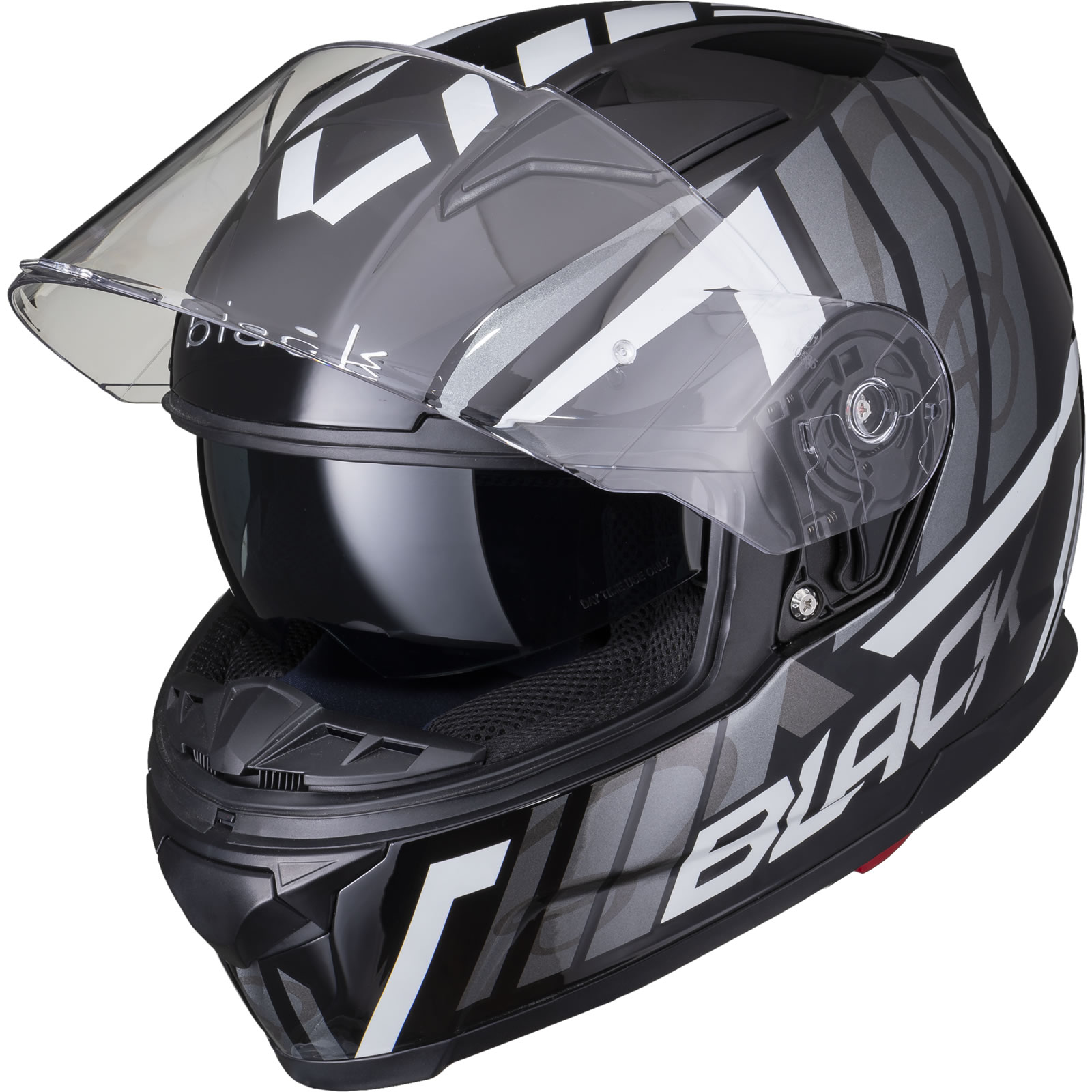 Black Apex Triple Full Face Motorcycle Helmet With Inner Sun Visor - Picture 27 of 36