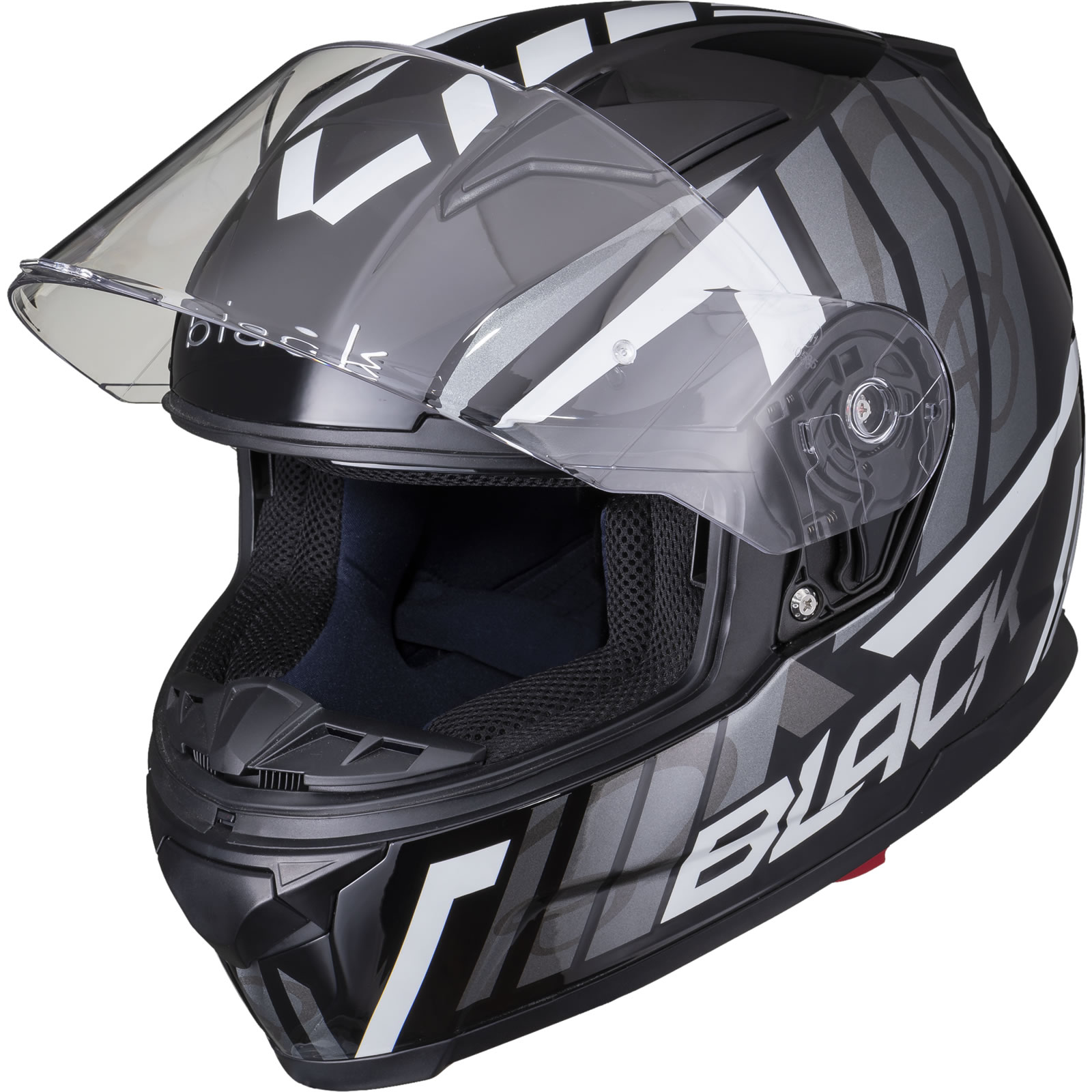 Black Apex Triple Full Face Motorcycle Helmet With Inner Sun Visor - Picture 28 of 36