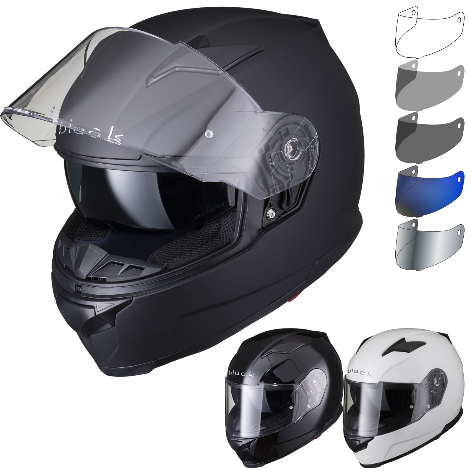 Black Apex Full Face Motorcycle Helmet & Visor Full Face Helmets