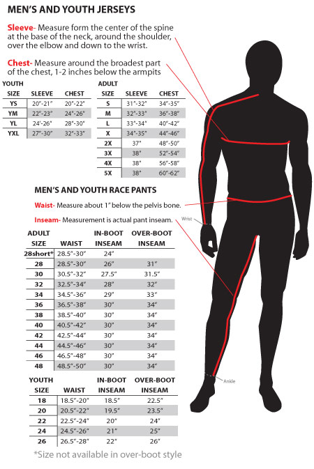 Youth Dirt Bike Pants Size Chart - FLY RACING Sizing Charts - Scott ...