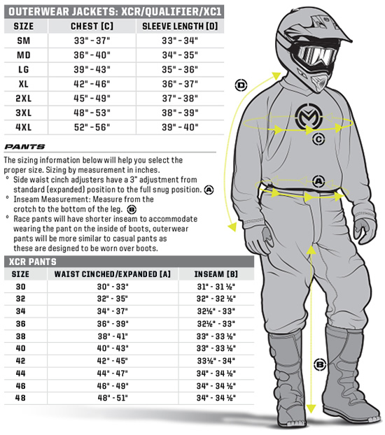 Motocross Pants Size Chart