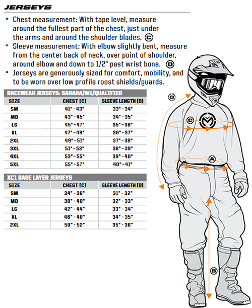 Moose Adult Jersey Size Guide