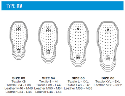 Rev'It! Seesoft RV Back Protector Sizing Guide