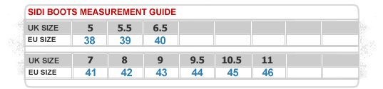 sidi boots sizing