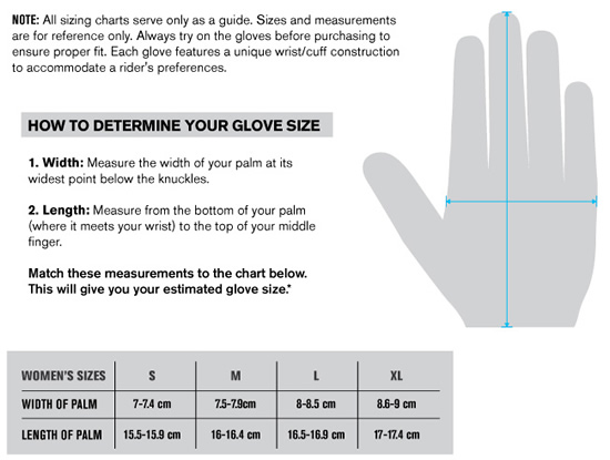 Thor Ladies' MX Glove Sizing Guide