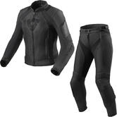 Rev It Xena 3 Ladies Leather Motorcycle Jacket & Trousers Black Kit