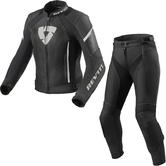 Rev It Xena 3 Ladies Leather Motorcycle Jacket & Trousers Black White Kit