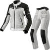 Rev It Airwave 3 Ladies Motorcycle Jacket & Trousers Silver Black Kit Thumbnail 1