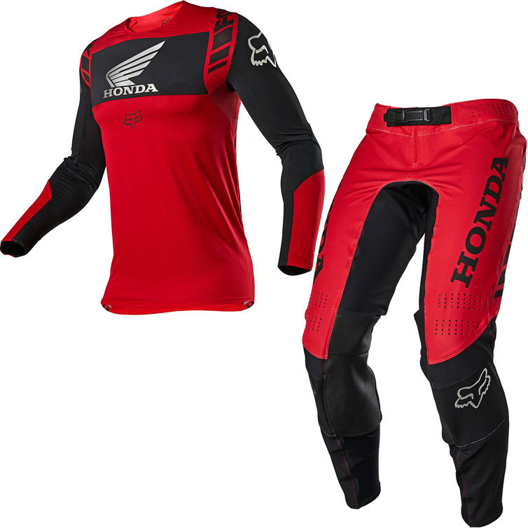 Fox Racing 2021 Flexair Honda Motocross Jersey & Pants Flame Red Kit