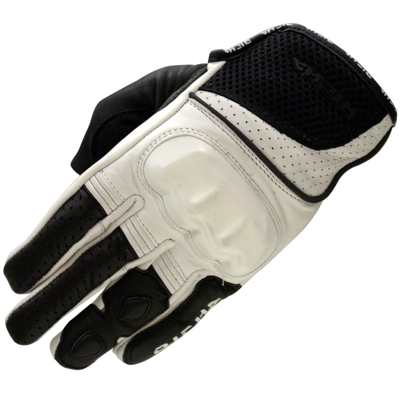 Richa Jaw Short Leather Motorcycle Gloves White Gloves
