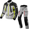 Rev It Sand 4 H2O Motorcycle Jacket & Trousers Silver Neon Yellow Black Kit Thumbnail 1