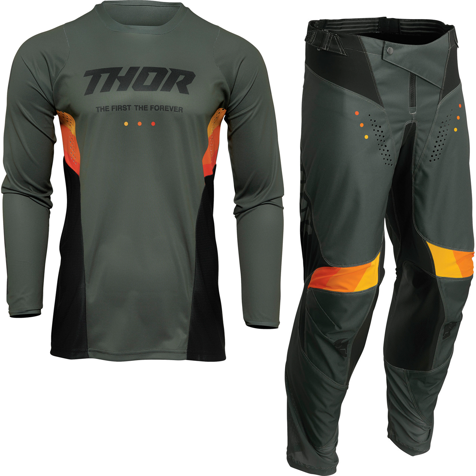 Thor Pulse React 2022 Motocross Jersey Pants Army Black Kit Bundle 