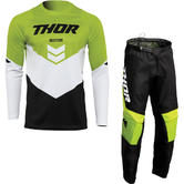 Thor Sector Chev 2022 Motocross Jersey & Pants Black Green Kit