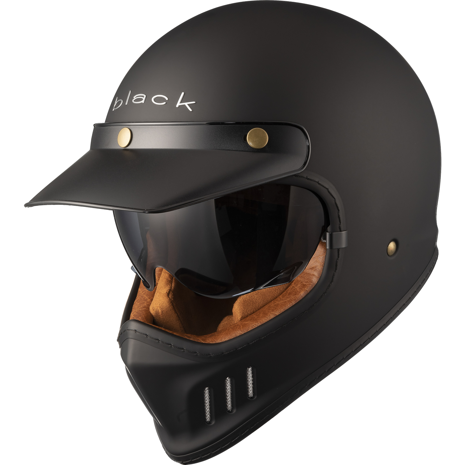 Black Royale Solid Retro Motorcycle Helmet With Additional Visor - Picture 29 of 48