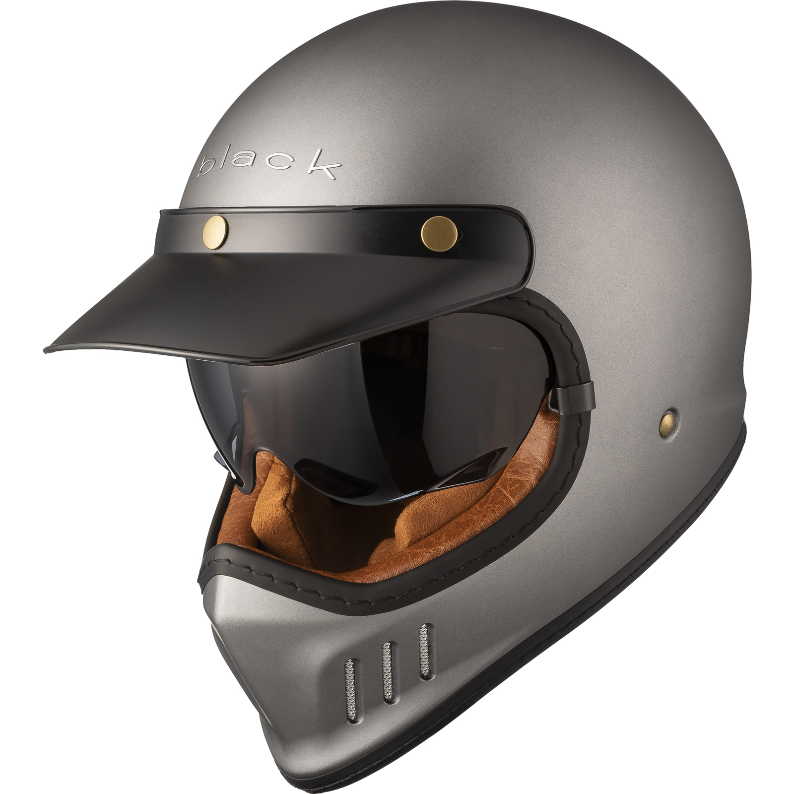 Black Royale Solid Retro Motorcycle Helmet With Additional Visor - Picture 41 of 48