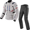 Rev It Vertical GTX Jacket & Globe GTX Trousers Motorcycle Silver Black Kit Thumbnail 1