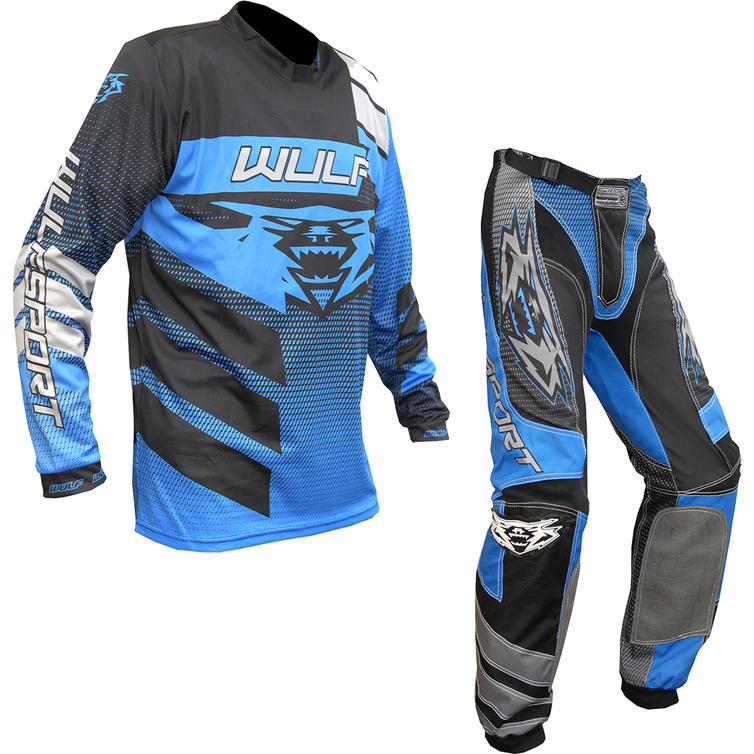 Wulf Matrix Adult Motocross Jersey & Pants Blue Kit