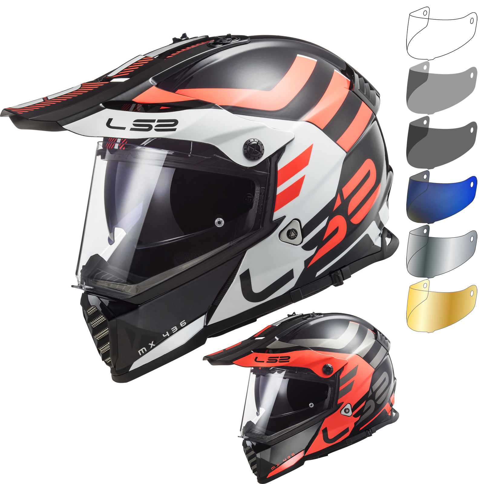 LS2 MX436 Pioneer Evo Adventurer Dual Sport Helmet & Visor Adventure