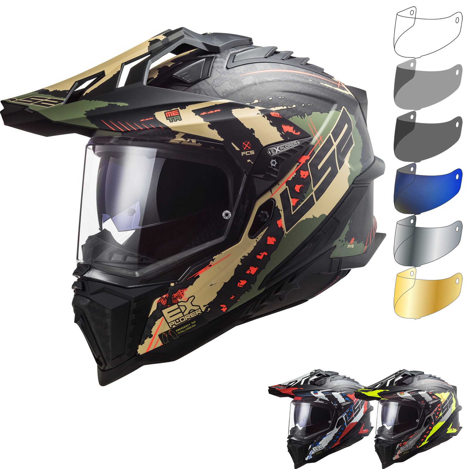 LS2 MX701 Explorer Carbon Extend Dual Sport Helmet & Visor Adventure