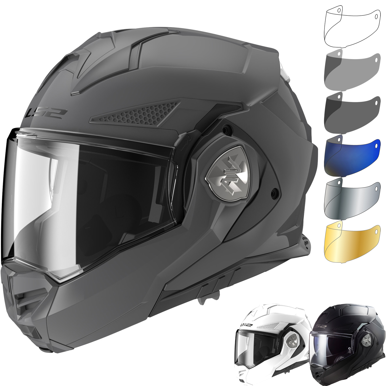 LS2 FF901 Advant X Solid Flip Front Motorcycle Helmet & Visor Flip